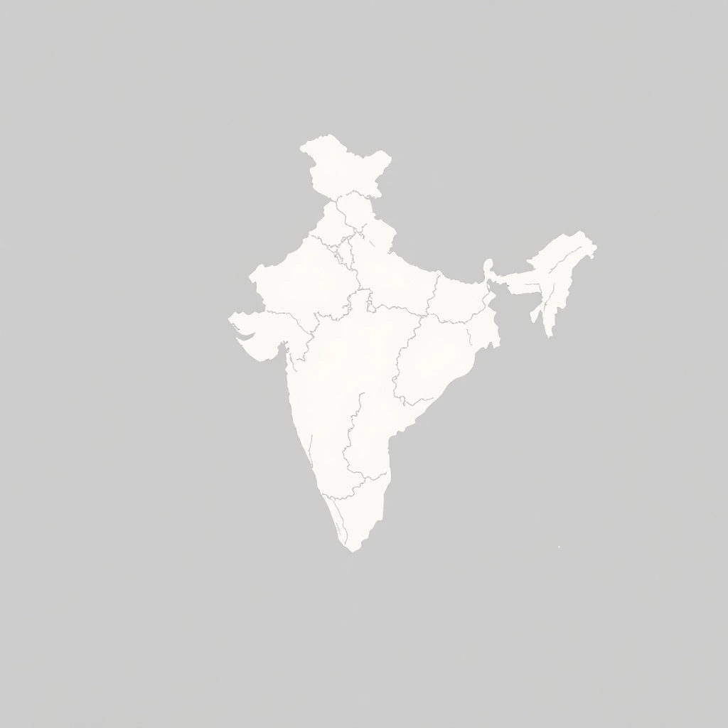 minimal outline map of India, single line art style