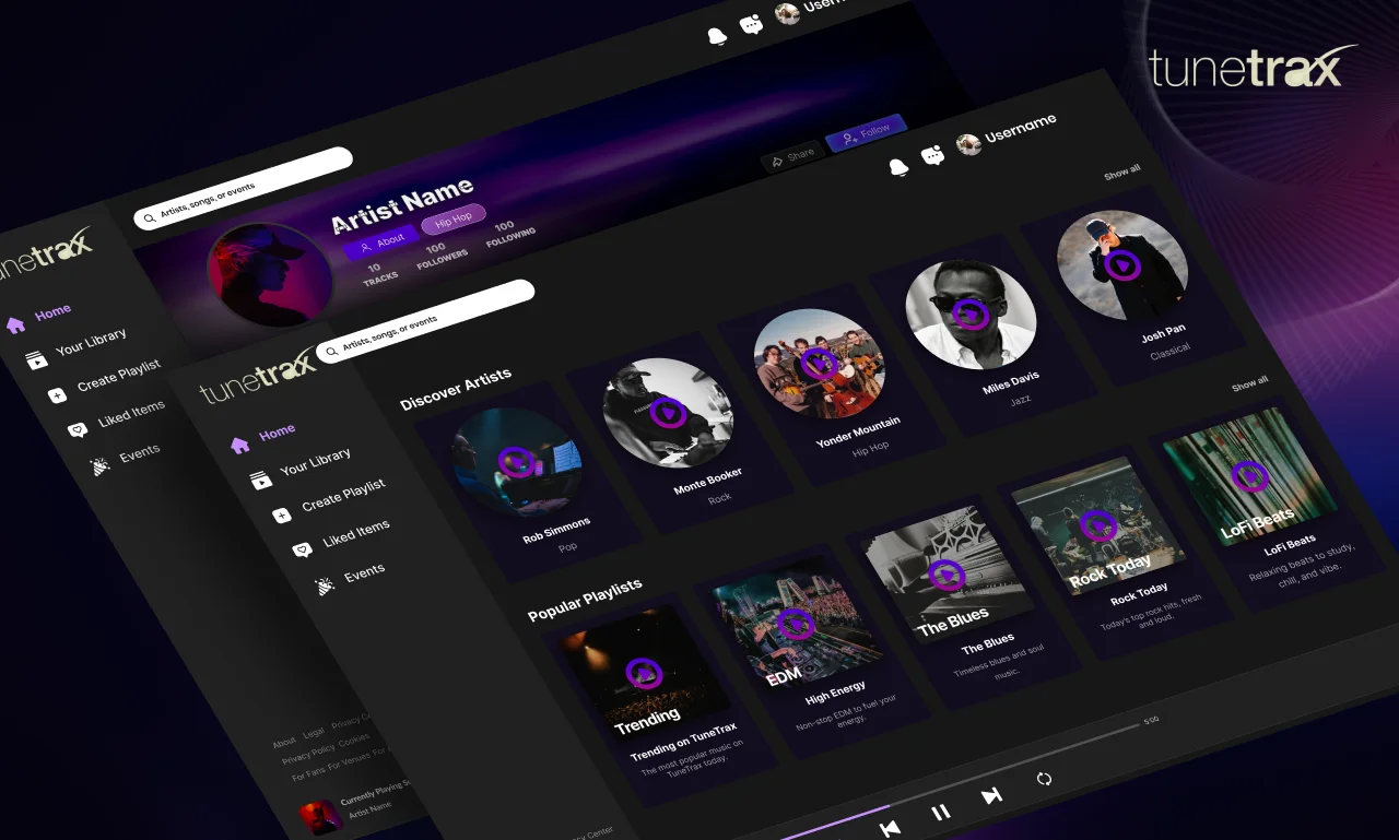 Tunetrax – UI/UX Design for Music