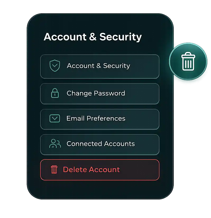 Account & Security Deletion Panel